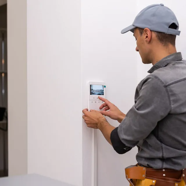 Moderne Alarmanlage an Hauswand – Sicherheitstechnik für Privat und Gewerbe